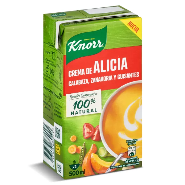 Crema de zanahoria, calabaza y guisantes Knorr 500 ml 3