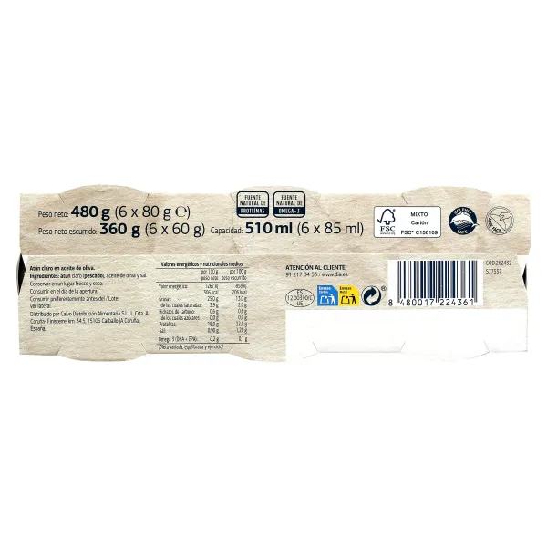 Atún claro en aceite de oliva Dia Mari Marinera 6 x 60 g 4