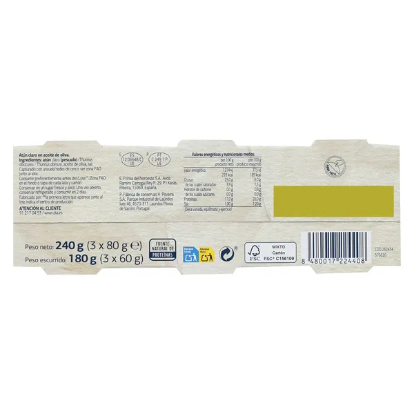 Atún claro en aceite de oliva Dia Mari Marinera lata 3 x 60 g 3