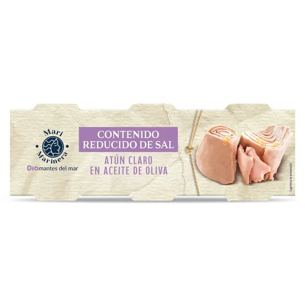 Atún claro en aceite de oliva reducido en sal Dia Mari Marinera lata 3 x 60 g 2
