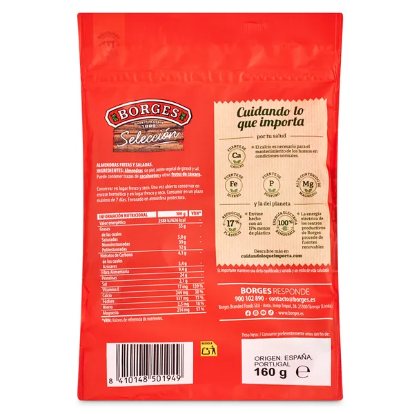 Almendras fritas saladas Borges bolsa 160 g 2