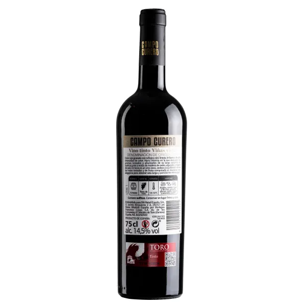 Vino tinto viñas viejas D.O Toro Campo curero botella 75 cl 2
