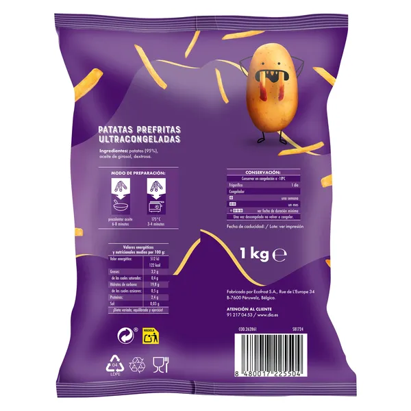 Patatas prefritas Patatas Unidas Dia bolsa 1 Kg 2