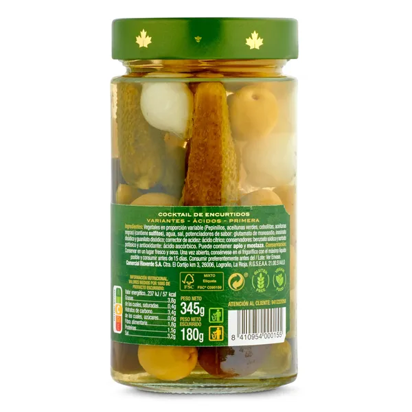 Cocktail de encurtidos Rioverde frasco 180 g 2