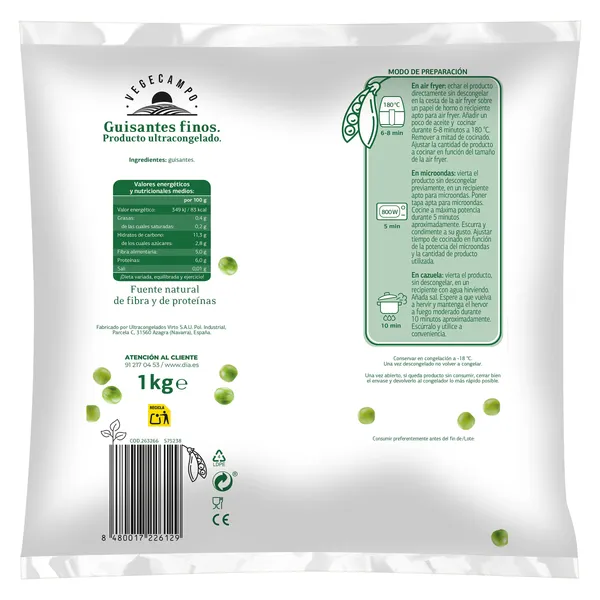 Guisantes finos Dia Vegecampo 1 Kg 3