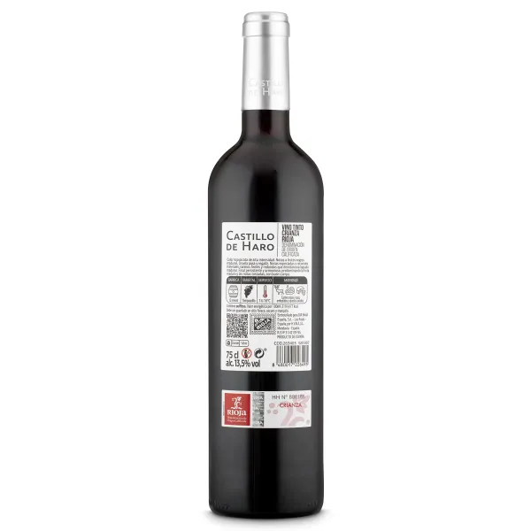 Vino tinto crianza D.O. Rioja Castillo de Haro botella 75 cl 2