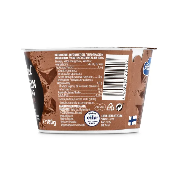 Pudding de chocolate alto en proteínas Valio tarrina 180 g 4