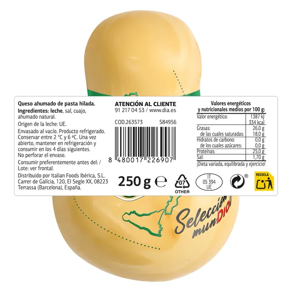 Queso Scamorza ahumada Dia Selección Mundial 250 g 3