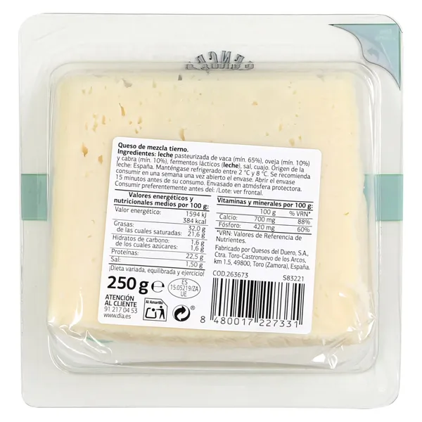 Queso tierno cortado Dia El Cencerro 250 g 3