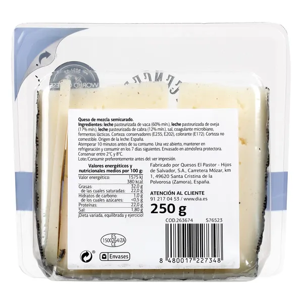 Queso semicurado cortado Dia El Cencerro 250 g 3