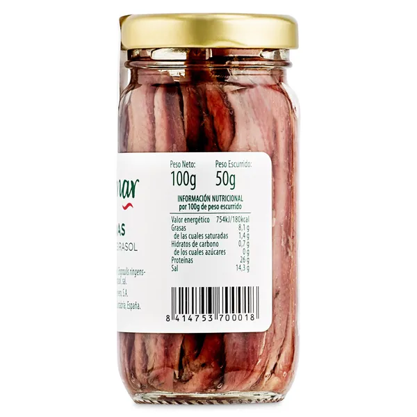 Anchoas en aceite de girasol Caprimar frasco 52 g 2