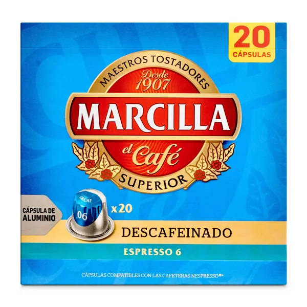 Café en cápsulas espresso descafeinado Marcilla caja 20 unidades 2