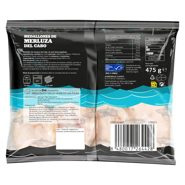 Medallones de merluza del cabo MSC Mari Marinera de Dia bolsa 475 g 2