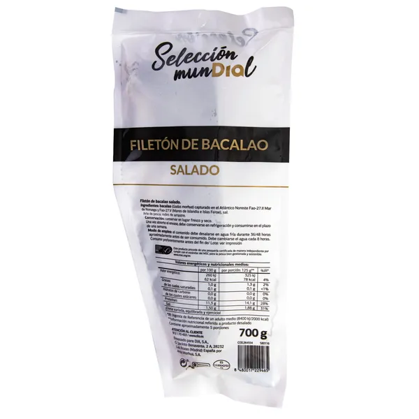 Filetón de bacalao salado MSC Selección Mundial de Dia bolsa 700 g 2