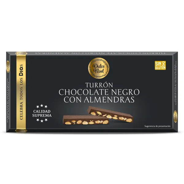 Turrón de chocolate negro con almendras Dulce Noel Dia caja 175 g 2
