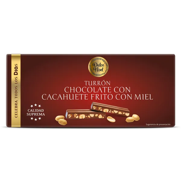 Turrón de chocolate con cacahuete frito con miel Dulce Noel Dia caja 150 g 2