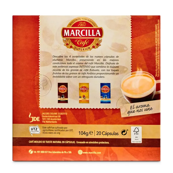 Cápsulas de café intenso Marcilla 20 unidades 3