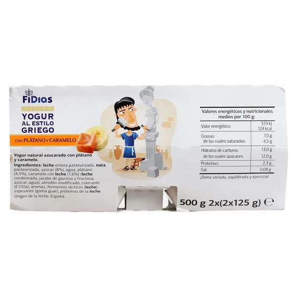 Yogur griego con plátano y caramelo Fidias de Dia pack 4 x 125 g 3