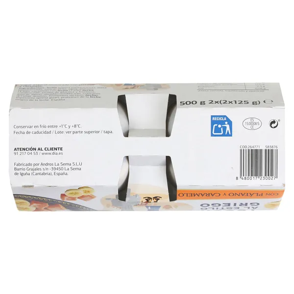 Yogur griego con plátano y caramelo Fidias de Dia pack 4 x 125 g 4