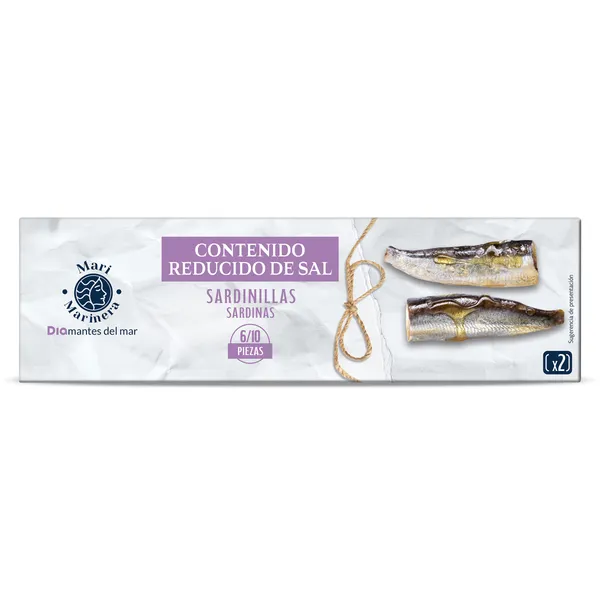 Sardinillas en aceite de oliva reducido en sal Dia Mari Marinera lata 2 x 65 g 2