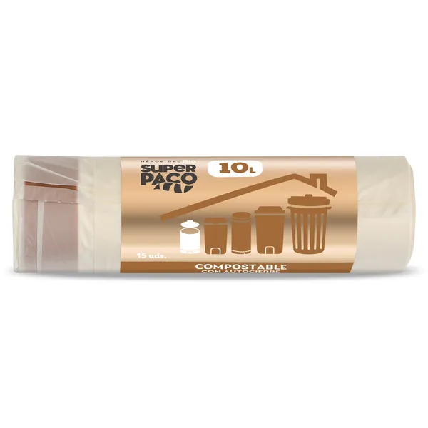 Bolsa de basura 10 L compostable con autocierre Dia Super Paco 15 unidades 2