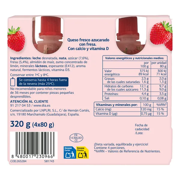 Petit de fresa líquido Dia Láctea 4 x 80 g 4