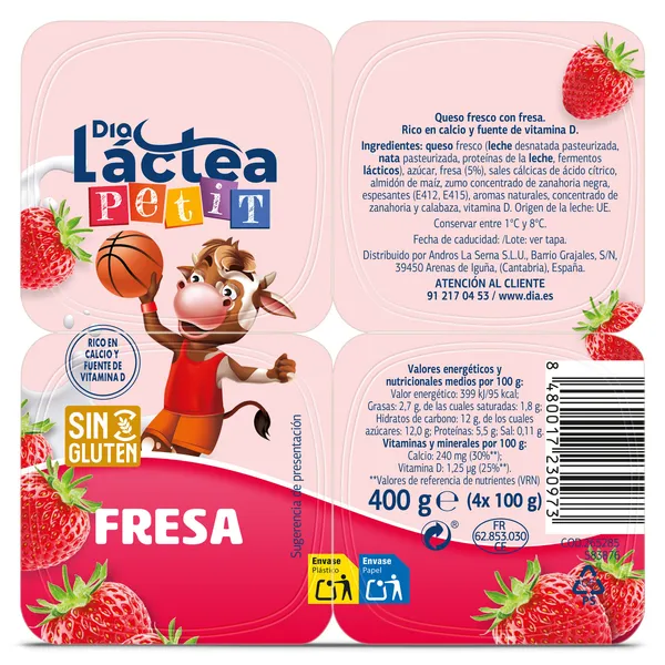 Petit de fresa Dia Láctea pack 4 x 100 g 3