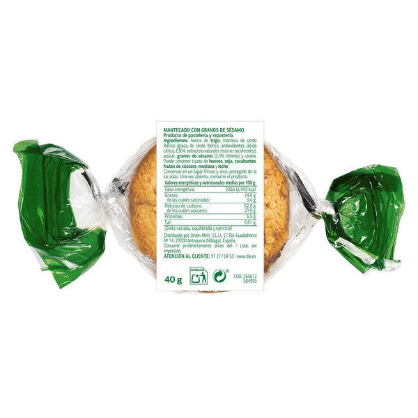 Mantecados de aceite de oliva o sésamo Dulce Noel Dia unidad 4