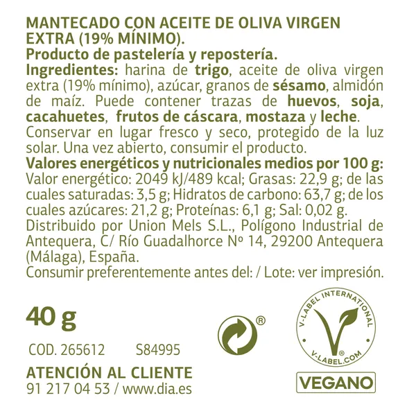 Mantecados de aceite de oliva o sésamo Dulce Noel Dia unidad 5