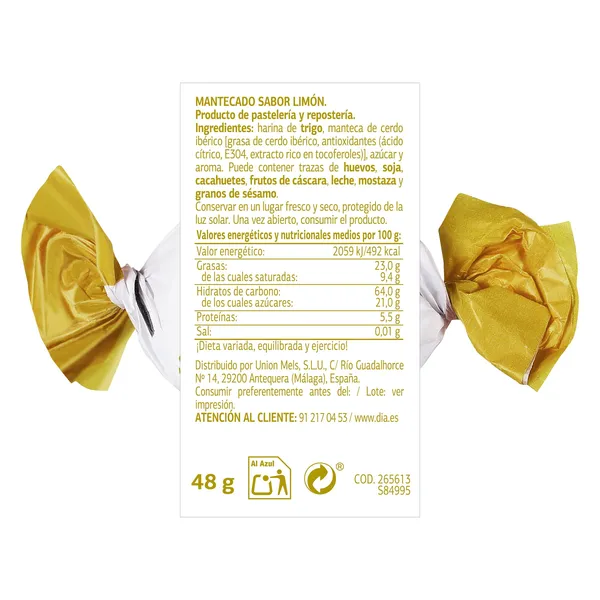 Mantecados de limón, cacao o canela Dulce Noel Dia unidad 5