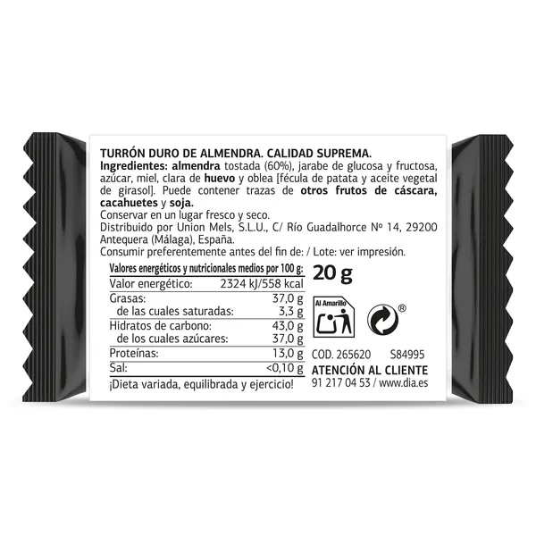 Turrón blando o duro Dulce Noel Dia unidad 3