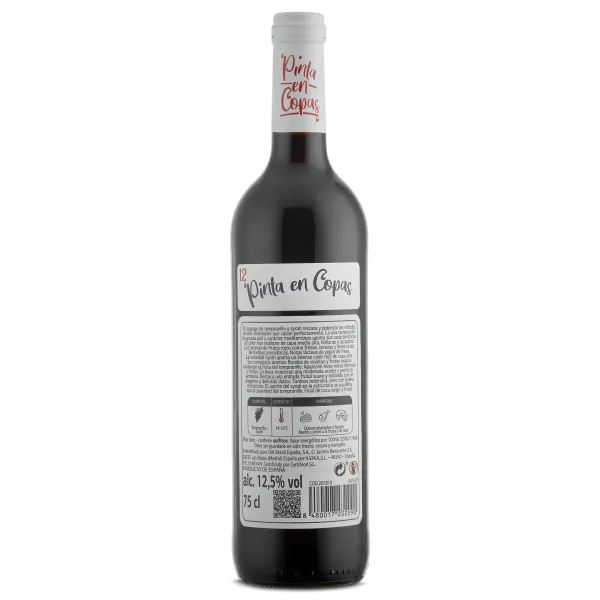 Vino tinto tempranillo syrah Pinta en Copas 75 cl 3
