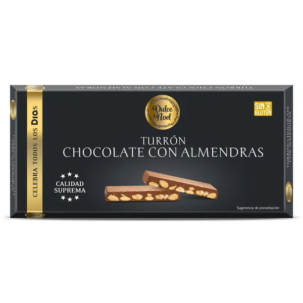 Turrón de chocolate con leche con almendras Dulce Noel Dia caja 175 g 2