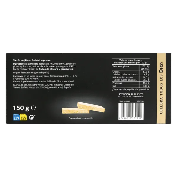 Turrón de jijona Dulce Noel Dia caja 150 g 3