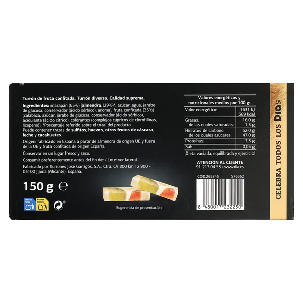 Turrón de fruta Dulce Noel Dia caja 150 g 3