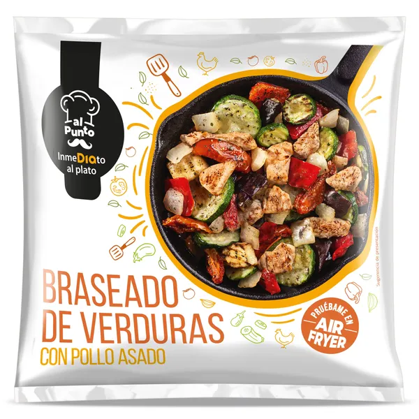 Braseado de verduras con pollo asado Dia Al Punto 400 g