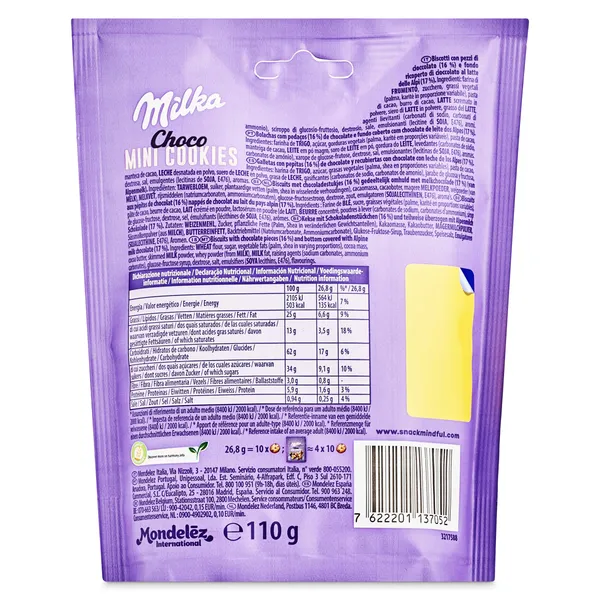 Galletas con pepitas de chocolate con leche Milka bolsa 110 g 2
