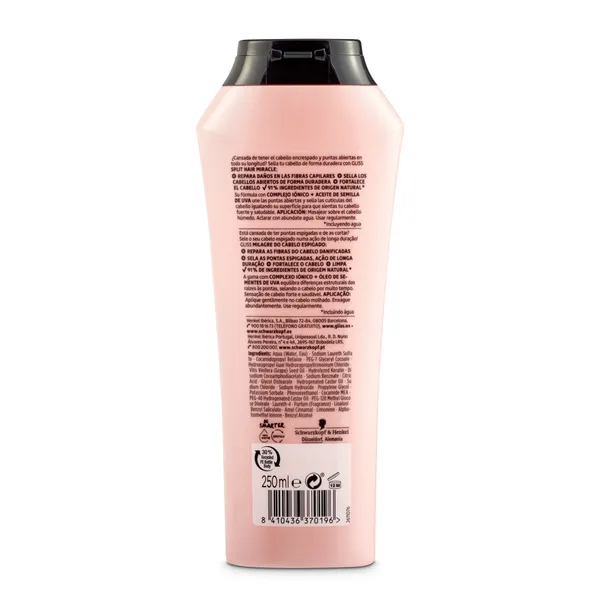 Champú split hair miracle cabello encrespado Gliss botella 250 ml 2