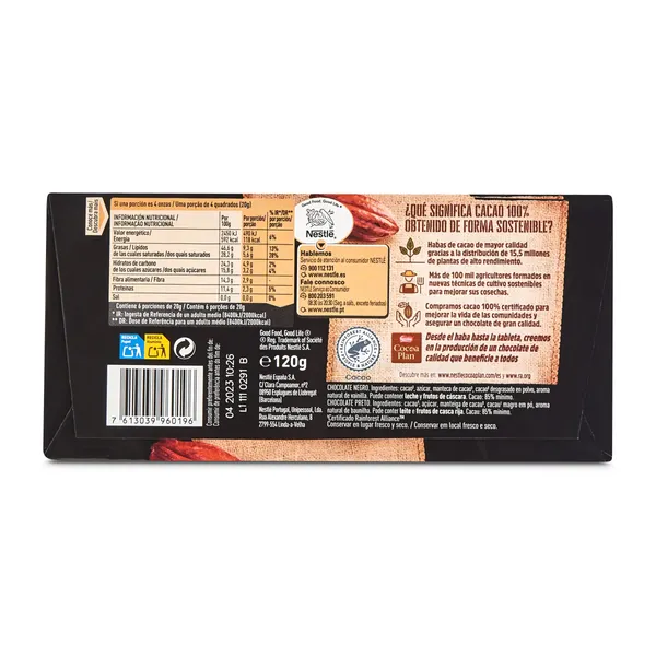 Chocolate negro 85% cacao Nestlé Dark 120 g 2