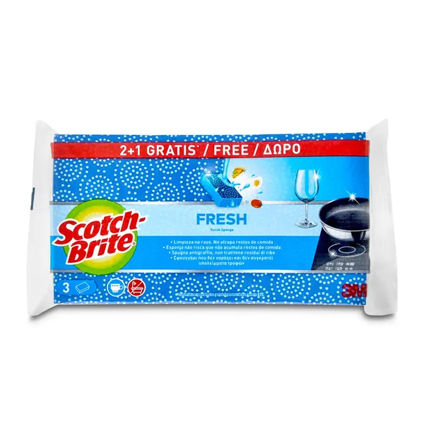 Estropajo no raya fresh Scotch brite 3 unidades 3