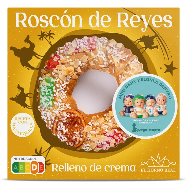 Roscón de Reyes relleno con crema El Horno Real Dia caja 550 g 2