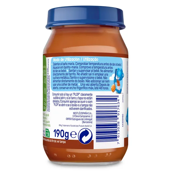 Puré de hortalizas y ternera Nestlé frasco 190 g 4