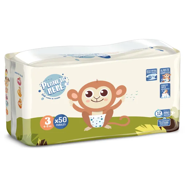 Pañales 4-9 kgs talla 3 Dia Planeta Bebé bolsa 50 unidades 3