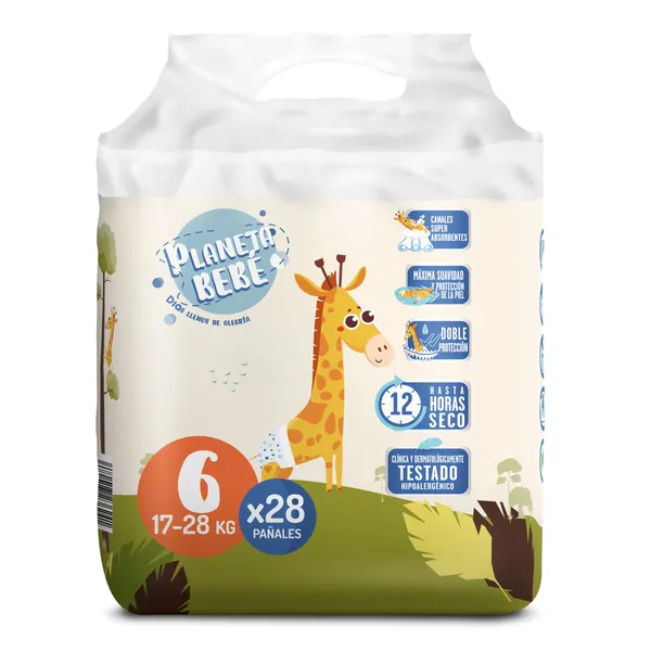 Pañales 17-28 kg talla 6 Dia Planeta Bebé 28 unidades 2