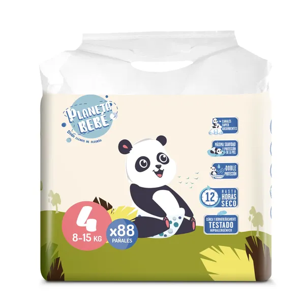 Pañales 8-15 kgs talla 4 Planeta Bebé de Dia bolsa 88 unidades 2
