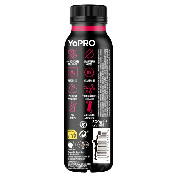 Bebida con proteínas sabor fresa Yopro botella 300 g 3