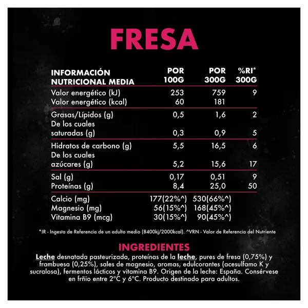 Bebida con proteínas sabor fresa Yopro botella 300 g 4