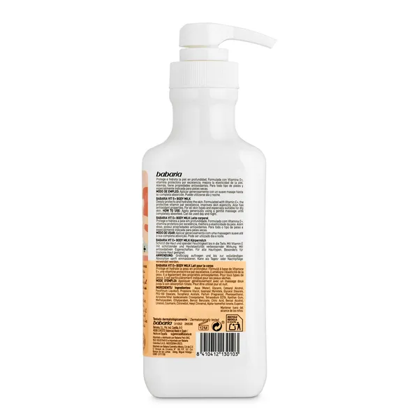 Leche corporal vitamina e Babaria bote 500 ml 2
