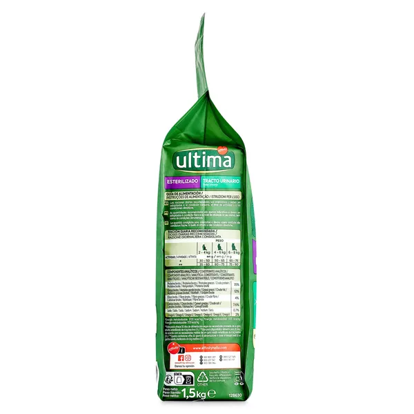 Alimento para gatos esterilizados y tracto urinario con pollo Ultima 1.5 Kg 4