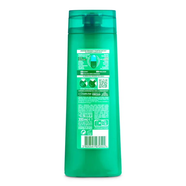 Champú pure fresh agua de coco Fructis 300 ml 3